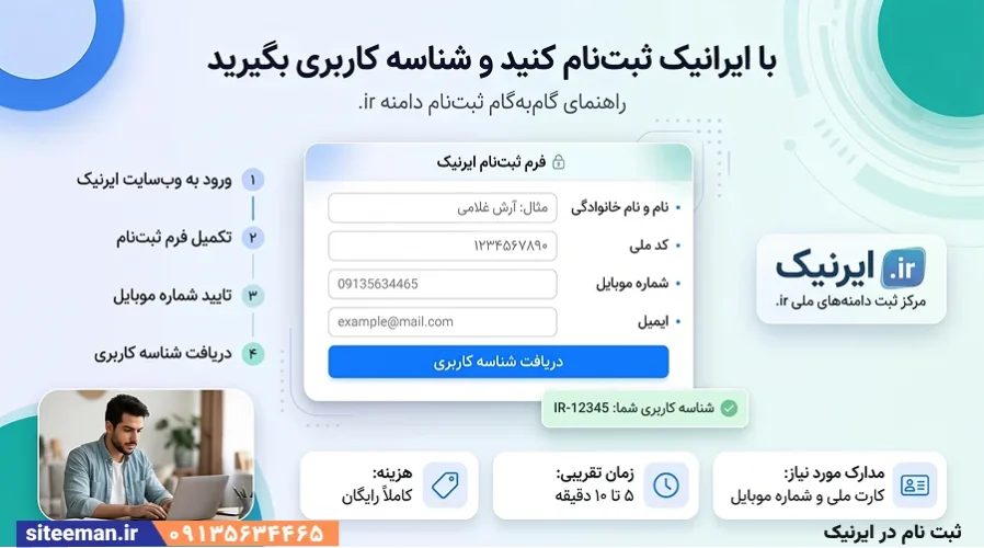 راهنمای کامل ثبت نام در ایرنیک و دریافت شناسه برای دامنه .ir