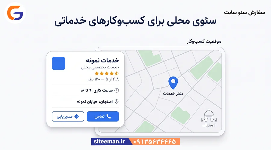 نقشه و پروفایل کسب‌وکار محلی با ساعت کاری، تماس و مسیریابی