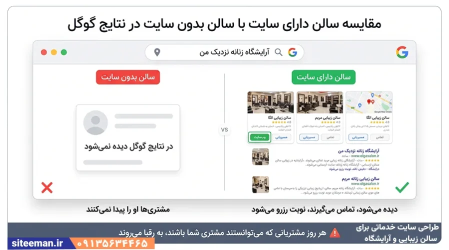 طراحی سایت خدماتی برای سالن زیبایی و آرایشگاه